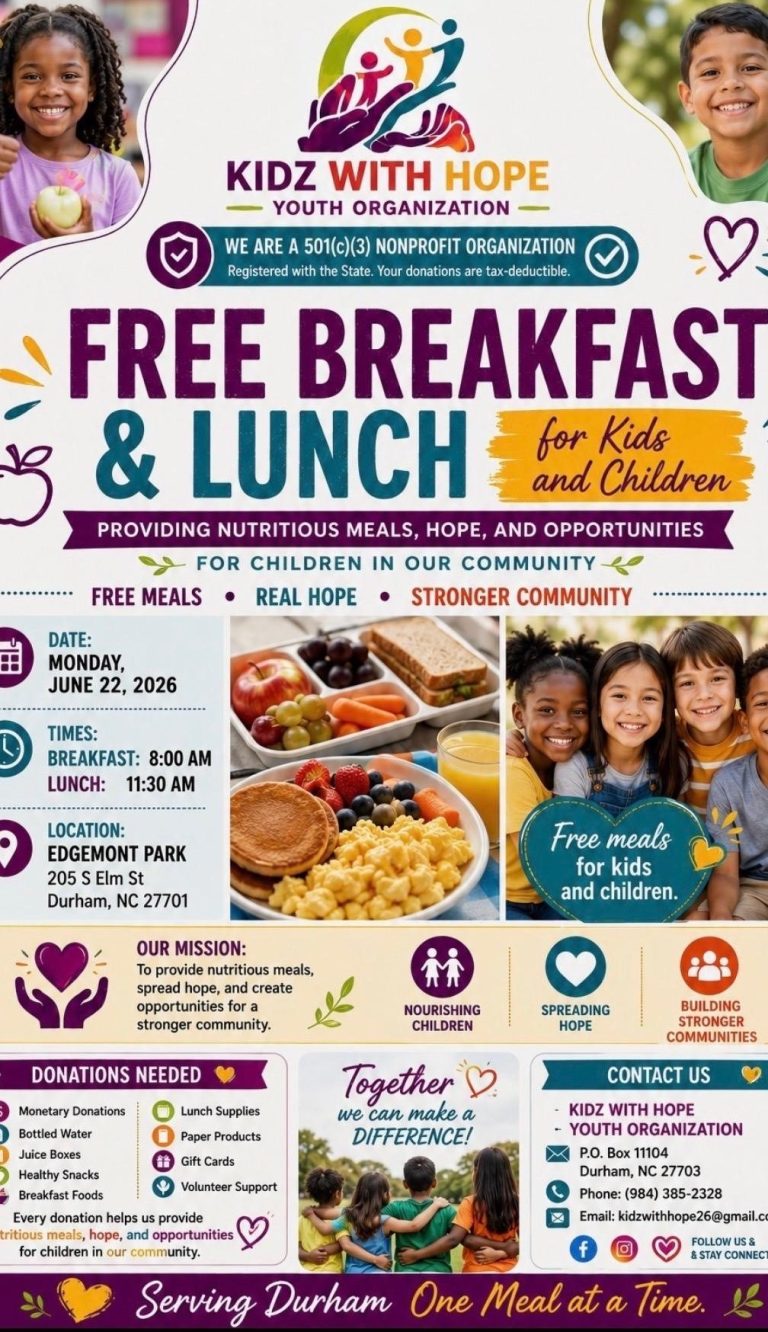 Kidz With Hope – Free Breakfast & Lunch for Kids